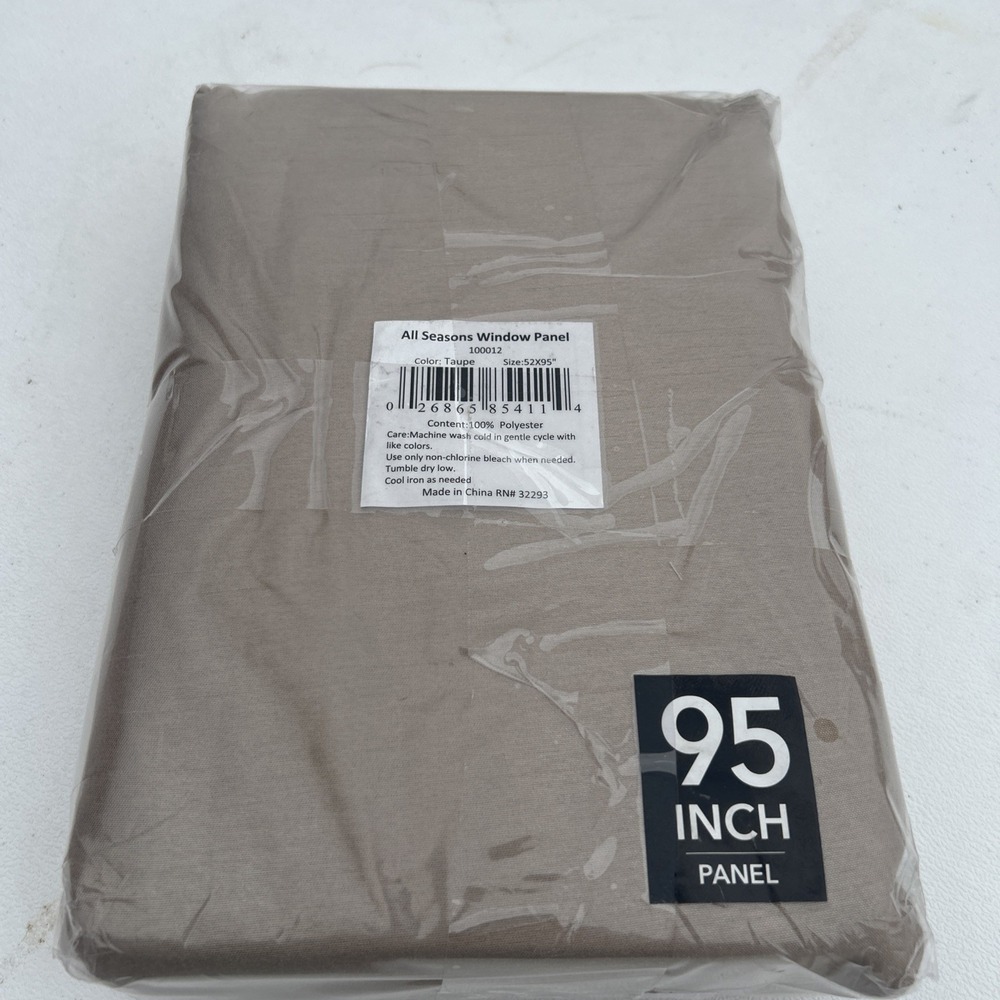 Elrene All Seasons Taupe Blackout Curtain Panel 52x95 Faux Silk NEW